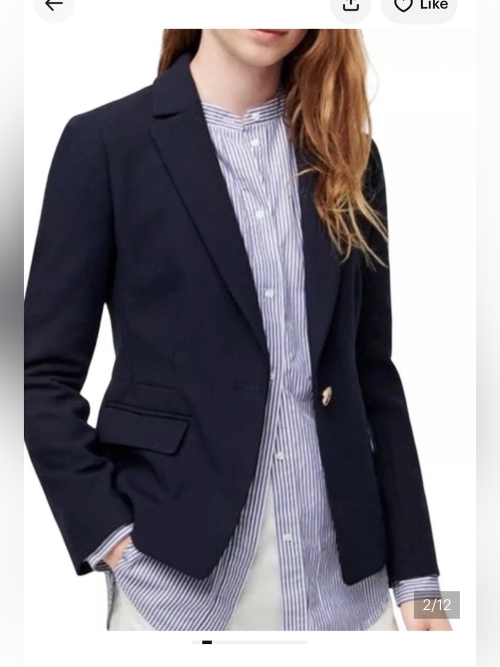 J. Crew Navy Blazer sz 8 Mayfair Classic Tailored Jacket gold 1-button preppy - Picture 2 of 16